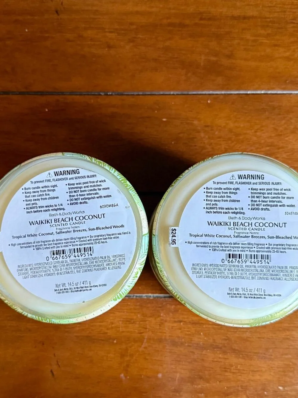 NEW 2-Pc WAIKIKI BEACH COCONUT 3-Wick Candles Bath & Body Works